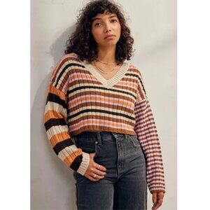 BDG Urban Outfitters Oversized Cropped Multicolored Striped Sweater Size XS